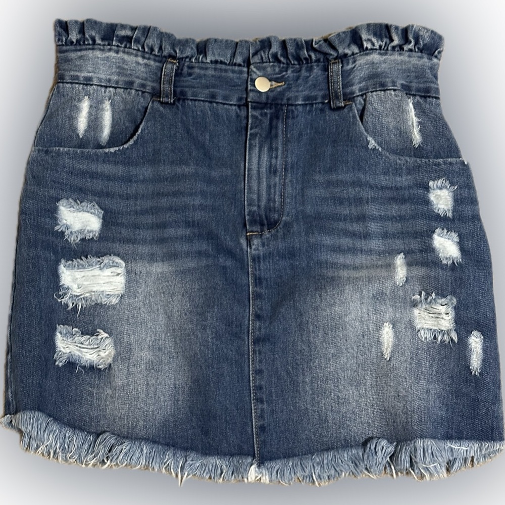 Hayden Distressed Jean Skirt-Size Large (NWT)